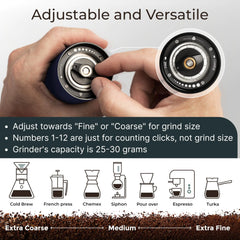 Manual Coffee Stainless Steel Blue Conical Burr Coffee Grinder Manual with