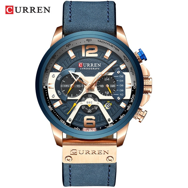 Curren Military Leather Chronograph Wristwatch