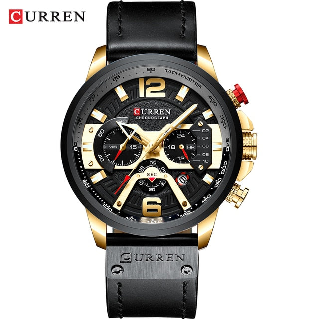Curren Military Leather Chronograph Wristwatch