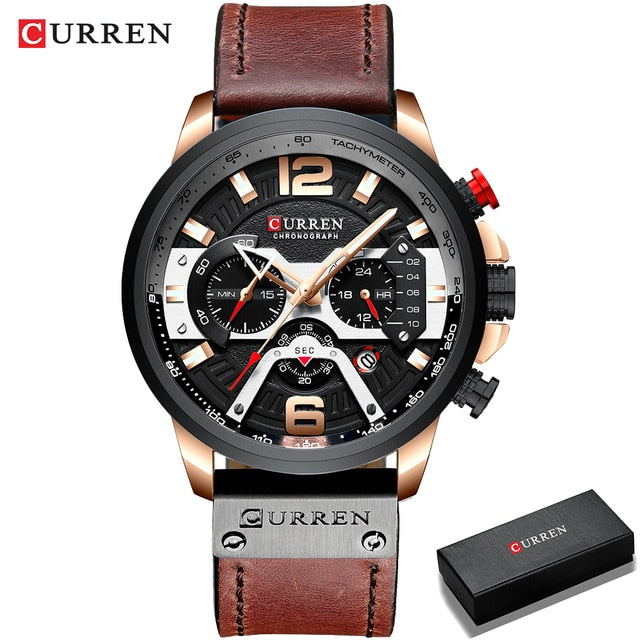 Curren Military Leather Chronograph Wristwatch